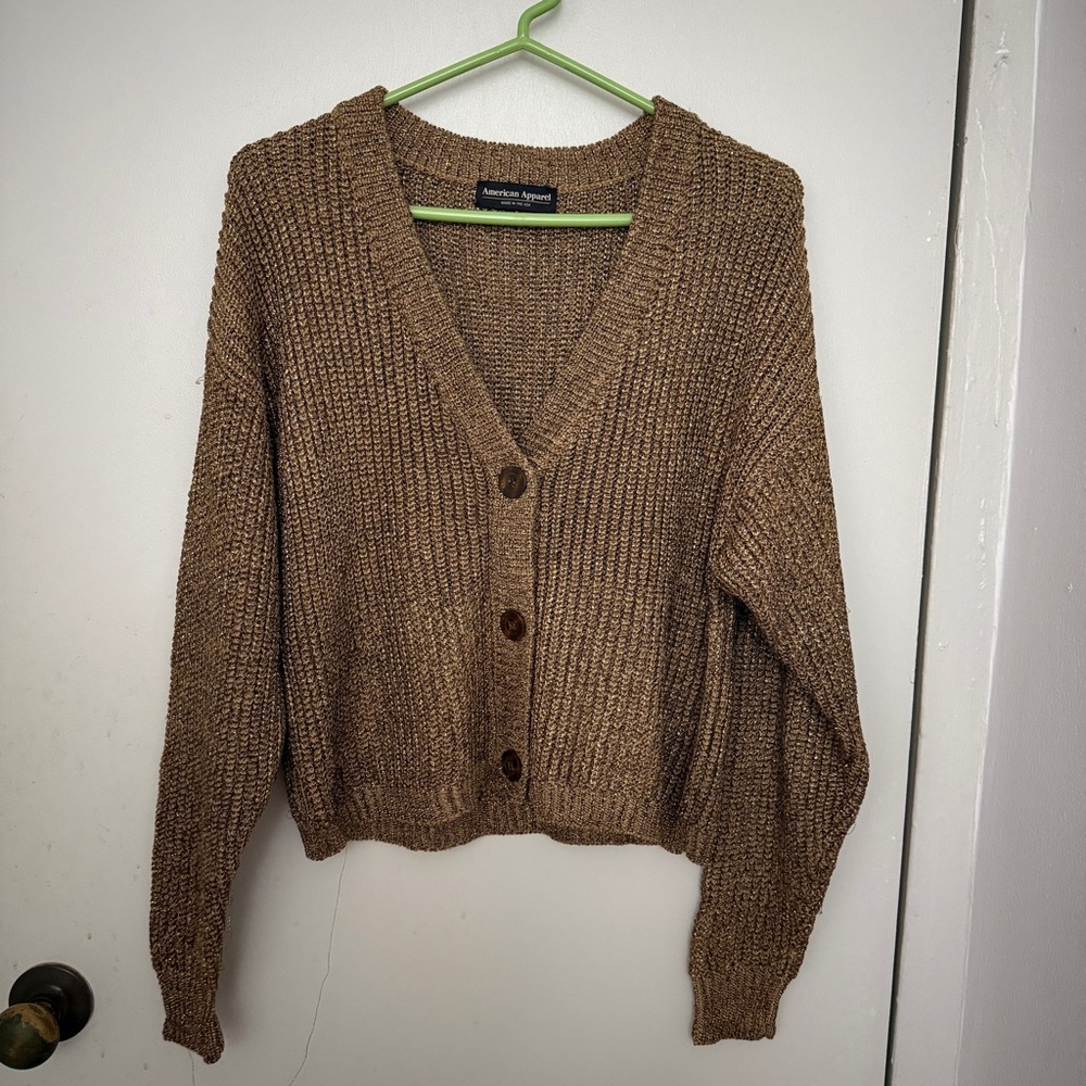 Vintage American Apparel Metallic Gold Cardigan